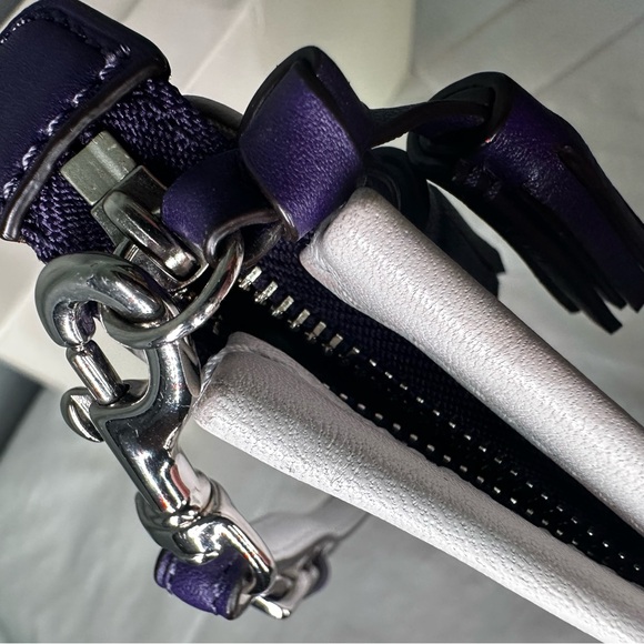 Coach Legacy Eggplant and Ivory Wristlet with Yellow Accent - Picture 14 of 16